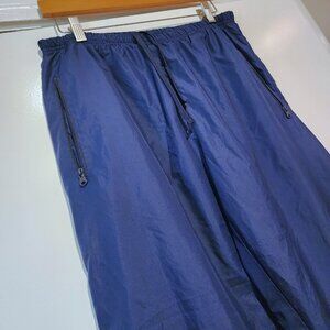 Adidas Womens Wide Leg Blue Trackpants w/Purple Stripes Fully Lined SZ L